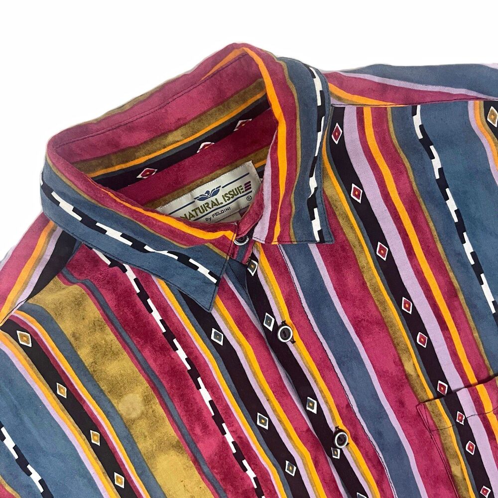 Natural Issue 90’s Men's M Multicolor Striped Southwest Short Sleeve Button Down